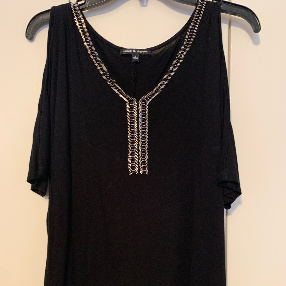 Off the shoulder beaded tunic top